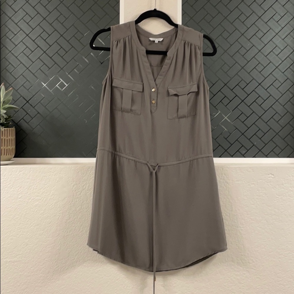 Gray cinch waist dress